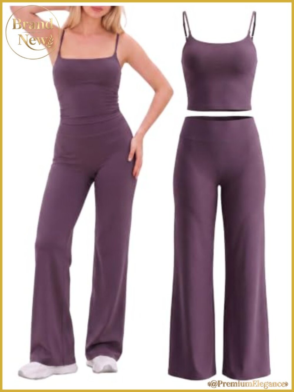 Womens 2 Piece Workout Set Polyamide Elastane Yoga Gym Athletic Outfit